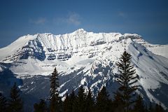22B Mount Brett, Massive Mountain Mid-Day From Bow River Bridge In Banff In Winter